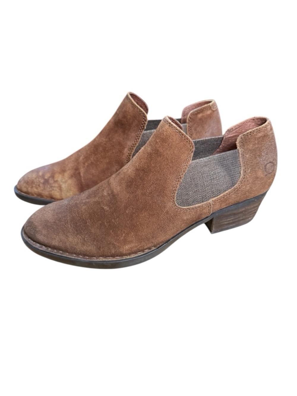 Born Dallia Chelsea Brown Rust Ankle Bootie Suede Leather Distressed Size 8